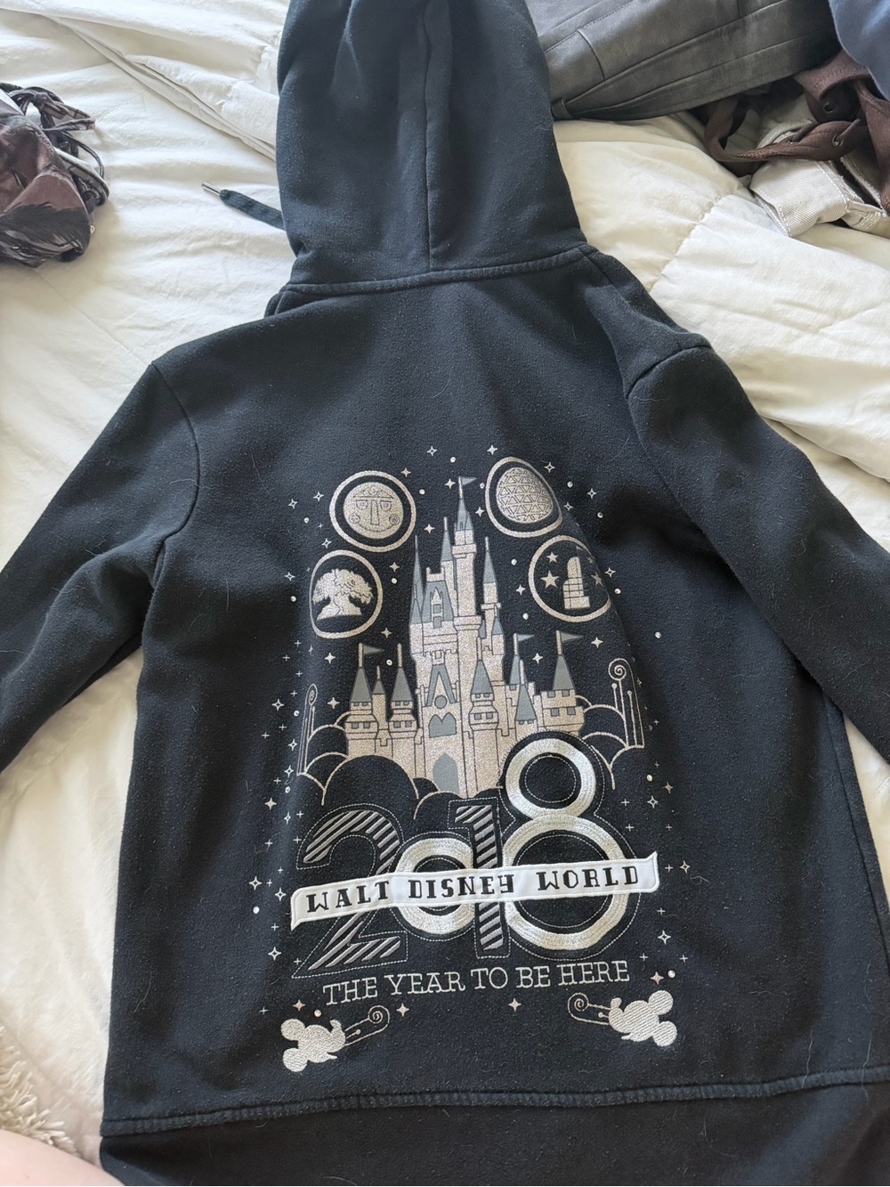 Disney Black Hoodie with Silver Walt Disney World Castle Graphic